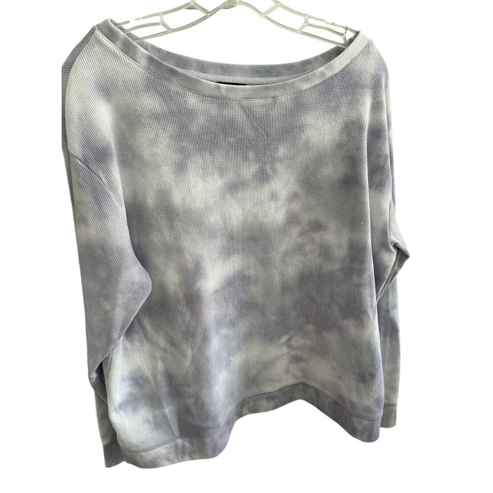 Y2K Waffle Sweatshirt Women L Tie Dye Lavender Splendid 60's Hippie Boho Retro